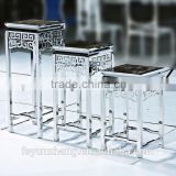 Square marble top stainless steel flower stand&coffee table for clubs