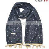 Hot Selling Star Printed Tassel Lace Brim Sewed Boys Girls Kids Linen Cotton Scarf thumbnail-5