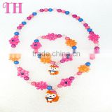 factory wholesale latest design seed bead necklace bracelet jewelry set resin plastic colorful girl kids handmade bead necklace
