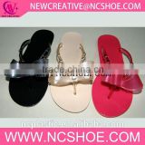 2015 new fashionable rubber sole PVC straps flip-flops with bowknot