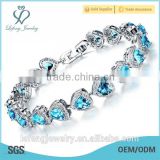 Platinum Plated Silver heart shape copper bracelet For women Wedding jewely