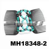 Afro Blue Black Beaded Stretch Double Hair Combs Wholesale China thumbnail-2