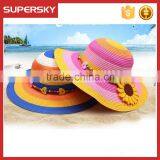 K-114 Flower Women Ladies Floppy Bohemia Straw Hat Wide Large Brim Sun Summer Beach Cap Hat thumbnail-1