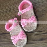 pink color Mary Jane Shoes style hand crochet Newborn Baby Girl Slippers