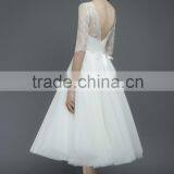 (MY2503) MARRY YOU 2016 Short Wedding Dress Half Sleeve V Back Bodice Elgant Lace Tea Length Wedding Dresses thumbnail-2