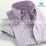 Latest Brand Design American Egyptian Cotton Purple Plaid Fashion Short Sleeve Fitted Business Dress Mens Shirt thumbnail-1