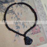 Female Black Nephrite Necklace With Buddharupa Pendant thumbnail-5