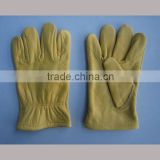 Gold unlined cow grain leather driver gloves working gloves
