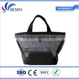 Black large capacity plastic Zip mesh shopping bag