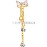 Hot Sex Women Bowknot Zircon Belly Navel Ring thumbnail-2