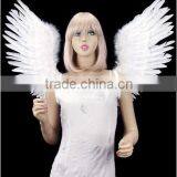 White Open Swing V Shape Costume Feather Angel Wings Adult thumbnail-4