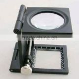 9005D LED magnifier with zinc alloy black frame ,8x optical glass, with calibration