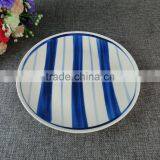 High Quality European Style Blue Stripe And White Ceramic Letter Plate Dinner Set Dinnerware thumbnail-2