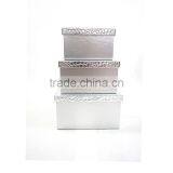 Household Set Of 3 Rectangular Faux Leahter Storage Box With Lid thumbnail-3