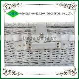 Mini White Wicker 100% Hand Woven Willow Picnic Basket for 2 Person thumbnail-5