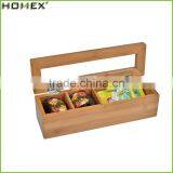 2017 Hot Selling 4 Equally Divided Compartments Nice Bamboo Tea Storage Box/Homex_Factory thumbnail-1