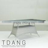 Pasadena Outdoor Grey Wicker Dining Table With Wooden Top thumbnail-2