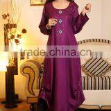 Pakistani Purple Kurti With Front Neck Diamante Buttons Designs HSd7078 thumbnail-3
