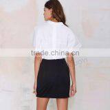 MGOO 2015 Cheap Price OEM Services Women Black Wrap Office Skirts Mini Above Knee Length Wraparound 15144A413 thumbnail-6