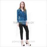 Women Casual Blue Mix Size Long Sleeve Elegant Slim New Floral Blouse thumbnail-2