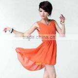 Elegant Women's Chiffon Casual Paillette Shoulder Slim Mini Vest Dress