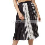 2017 OEM Spring Retro Monochrome Stripe Pleated Midi Skirt thumbnail-2