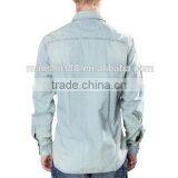 100% Cotton Long Sleeve Denim Shirts With Two Pockets for Men thumbnail-2