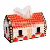Hot Sale Multicolor House Pattern Plastic & Cotton Tissue Box Cross Stitch thumbnail-1