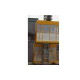 Yellow Twin Cage VFD Building Cage Hoist 3200kg SC200 / 200