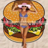 Hot sale food pattern hamburger beach towel from factory