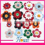 Hottest colorful leather flower PU leather flower with plastic rivet for bag decoration