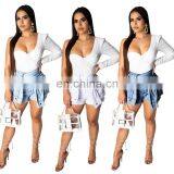2019 New Women Summer High Waist Tie up Zipper Fly Fashion Short Jeans Vintage Casual Denim Shorts Trouser Pants 3 Color thumbnail-1