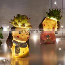 Hot Green Plant Decorated Cartoon Boy Resin Flowerpot Decoration thumbnail-3