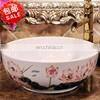 Art Chinese Hand Painted Fish Lotus Porcelain Bathroom Wash Basin For Hotel /Bar thumbnail-3