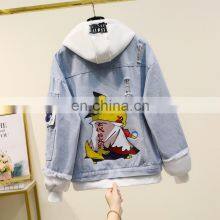 Wholesale New Cartoon Print Student Denim Jacket Female Temperament Casual Jacket Student Spring and Autumn Jacket thumbnail-3