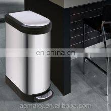 2 Sets High Quality Stainless Steel Soft Close Waste Bins Foot Pedal Oval Garbage Can thumbnail-3