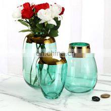 Hot Sales Cheap Morden Nordic Gold Plated Sitting Room Decoration Hydroponic Plants Pot Glass Vase thumbnail-2