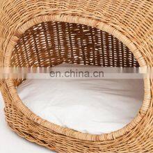 Hot Sale Handcrafted Rattan Wicker Cat Bed With Cushion and Portable Eco - Friendly Cat House Wholesale Made in Vietnam thumbnail-4