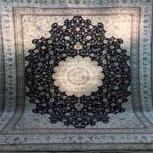 9x12ft Dark Mblue Handmade Silk Persian Carpet for Sitting Room and Meeting Room thumbnail-5