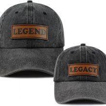 Legend and Legacy Baseball Cap for Dad Son, Adjustable Cotton Leather Patch Parent-Child Hat