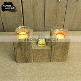 Natural Design Decorative Wooden Table Candle Holder With Glasses thumbnail-3