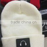 MUSIC Earphone Leather Applique Embroidery Beanie Cap for Man Women thumbnail-3