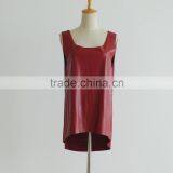 China Factory Sexy Red Color PU Blouse Leather Tank Tops thumbnail-2