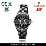 Bewell ceramic elegant black luxury stylish women watch quartz watch