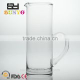 Hand Blown Cylinder Large Glass Water Pitcher with Handle