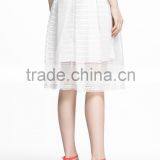 Hot! 2016 Wholesale Fashion White Midi Skater Skirt With Mesh Insert thumbnail-4