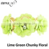 Simple Fashion Chunky lovely gold alloy resin and crystal big flower bracelet Elastic cord rope chain bracelet--2 colors
