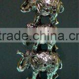 Hot sale antique plate chrome elephant resin candle holder sets home decor craft souvenir