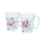Flower Decal Printed Glass Tea Mug for Promotion thumbnail-2