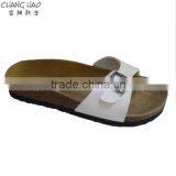 2016 New Style Women Cork Slipper White PU Simple Style Fashion Cork Slipper